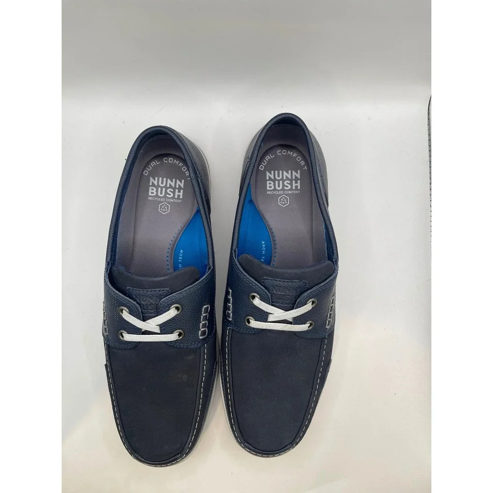 Nunn Bush Luca Moc Toe Boat Shoes Navy Multi Leather Loafers Mens 10.5